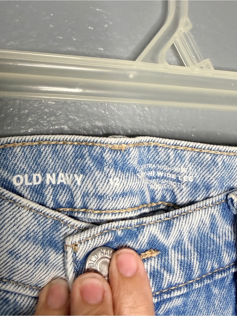 Old Navy Light Blue Wash Wide-Leg High-Rise Cargo Pant Jeans Streetwear 12 - Picture 4 of 6